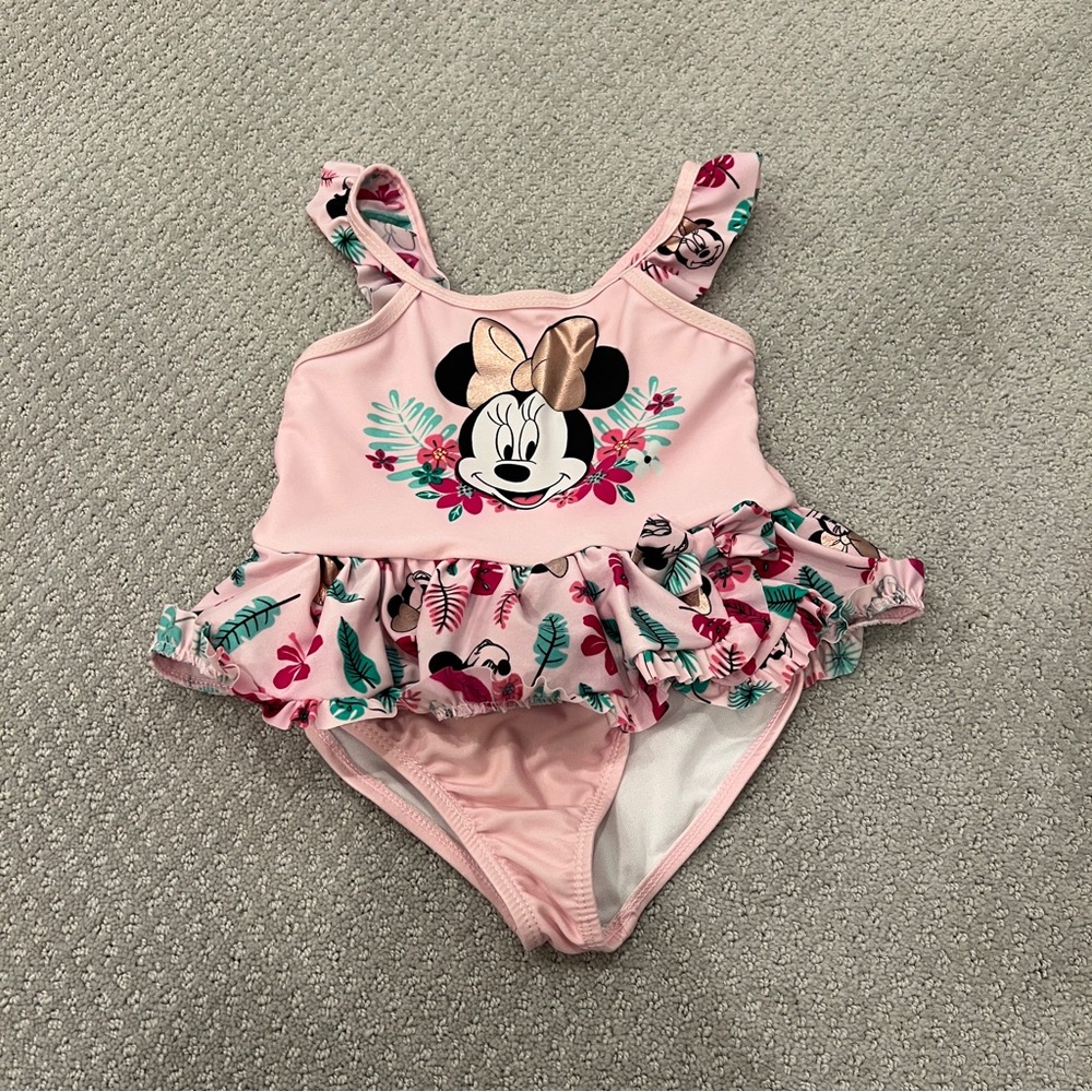 Adorable Pink Minnie Mouse Ruffle Swimsuit